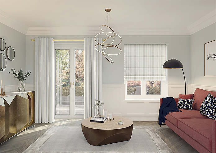 Laurel Stripe, Taupe - Motorised Roman Blind - Image 8